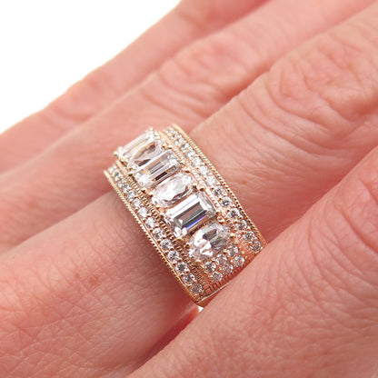 Vanna K 925 Sterling Silver Gold Plated Blue & White C Z Ring Size 9