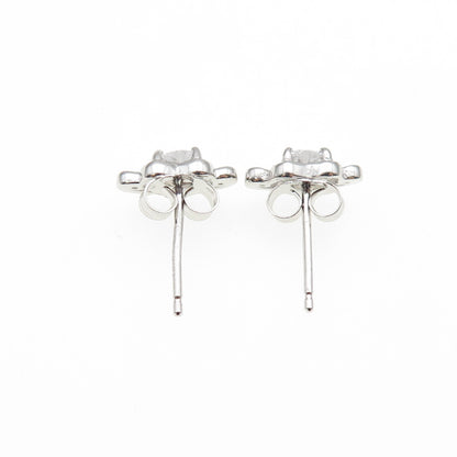 925 Sterling Silver Heart & Round-Cut C Z Tiara Stud Earrings