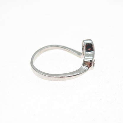 925 Sterling Silver Round-Cut Champagne C Z Modernist Heart Ring Size 7