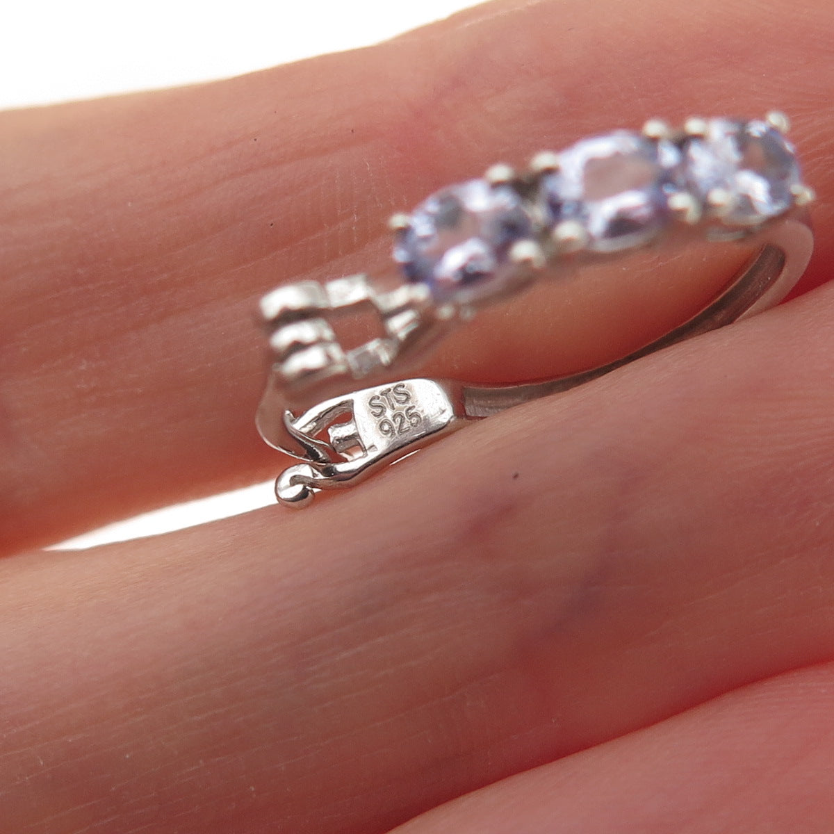 Chuck Clemency 925 Sterling Silver Real Oval-Cut Iolite Hoop Earrings