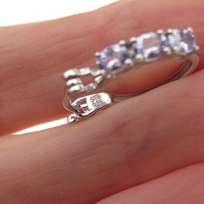Chuck Clemency 925 Sterling Silver Real Oval-Cut Iolite Hoop Earrings