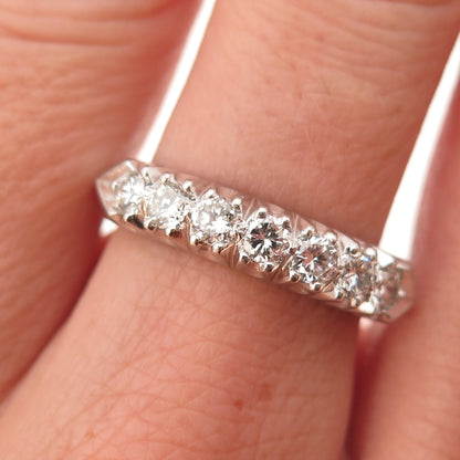 Platinum Antique Art Deco Real Round-Cut Diamond Ring Size 7