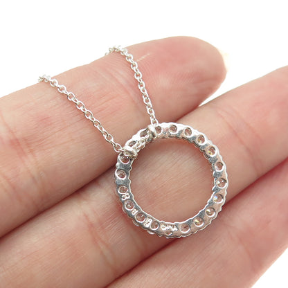 925 Sterling Silver Round-Cut Shaped C Z Circle of Life Cable Chain Necklace 18"