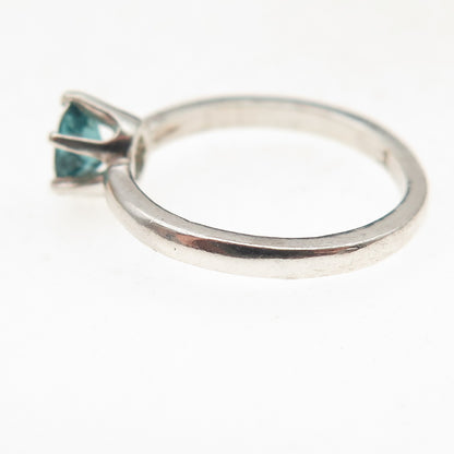 Tommy Long 925 Sterling Silver Vintage Real Oval-Cut Blue Spinel Ring Size 4.5