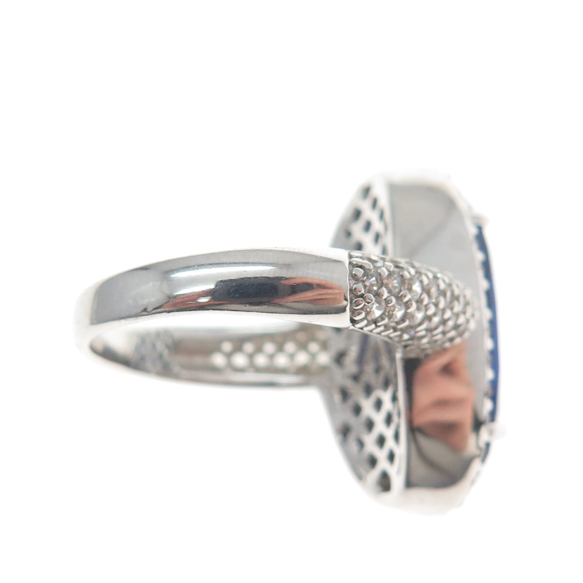 CHARLES WINSTON FOR BELLA LUCE 925 Sterling Silver Blue & Whit C Z Ring Size 8.5