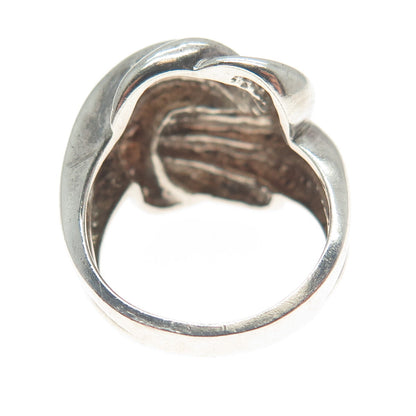 925 Sterling Silver Vintage Modernist Twisted Oxidized Ring Size 6.25
