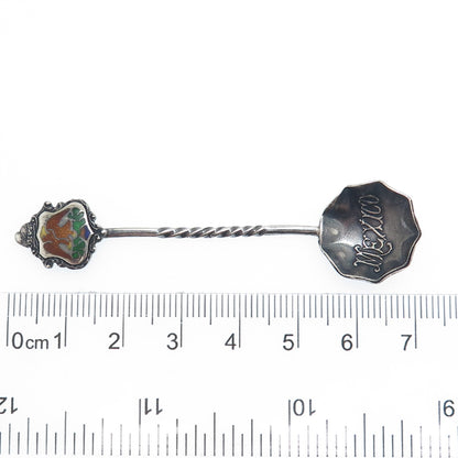925 Sterling Silver Vintage Mexico Enamel Liberty Salt & Spices Spoon