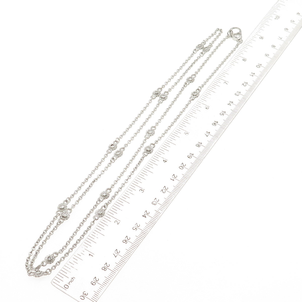 JUDITH RIPKA 925 Sterling Silver Round-Cut C Z Station Chain Necklace 36"