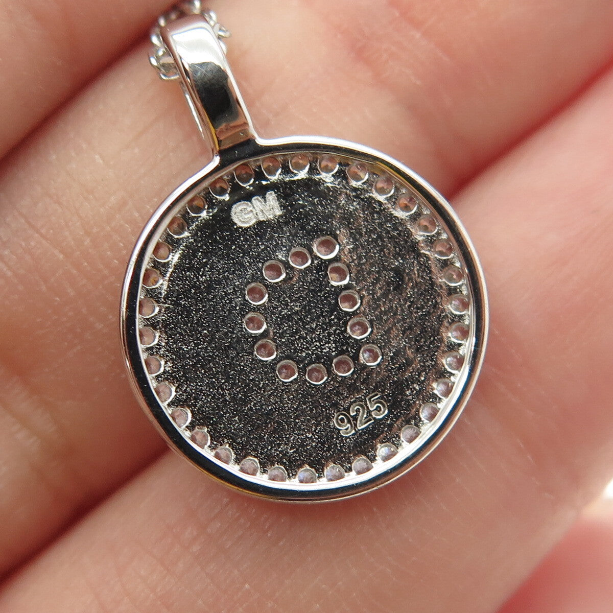 925 Sterling Silver Italy Round-Cut C Z Letter "D" Cable Chain Necklace 16"