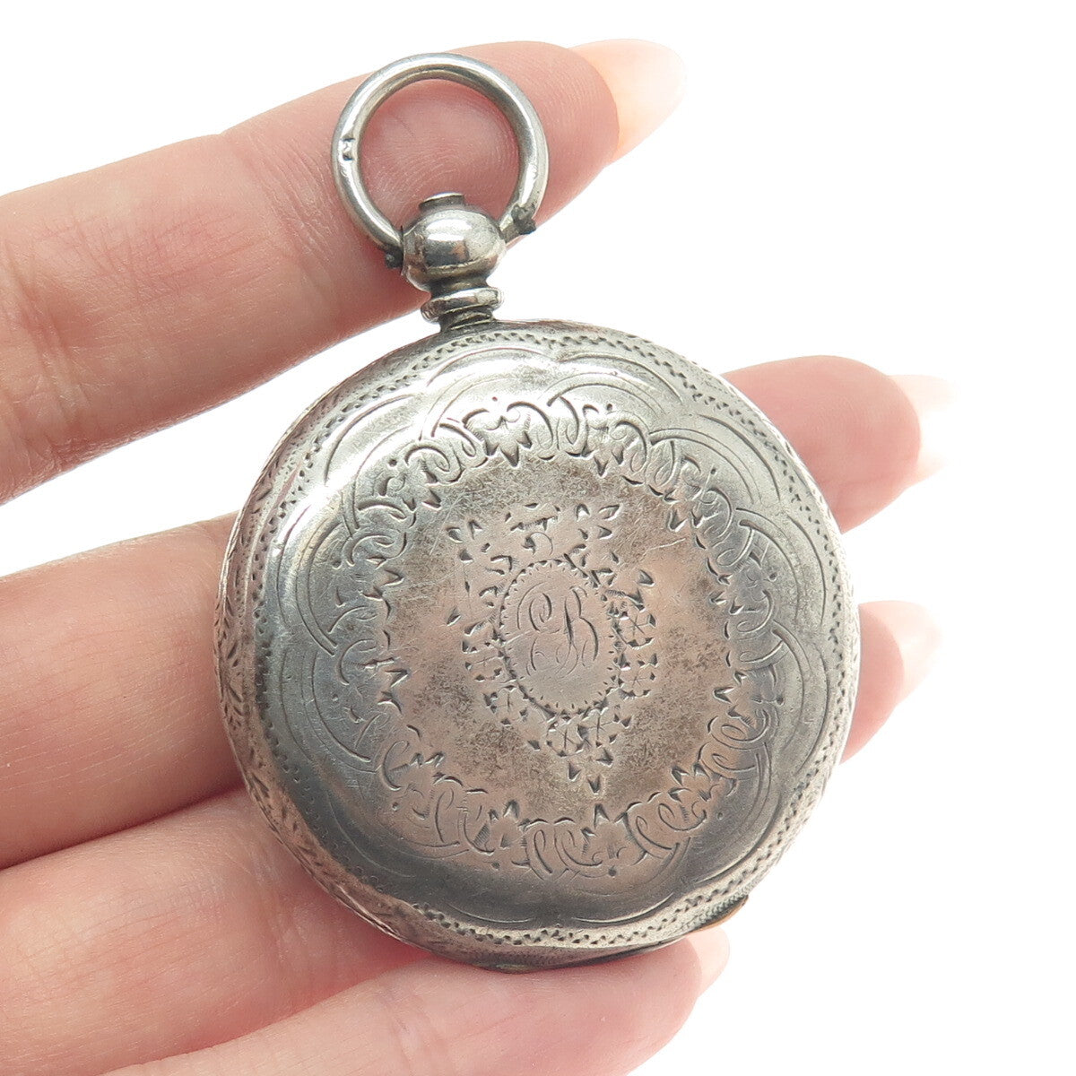 ANDRE MATHEY Antique Fine Silver Open-Face Pocket Watch #55839