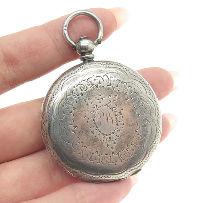 ANDRE MATHEY Antique Fine Silver Open-Face Pocket Watch #55839