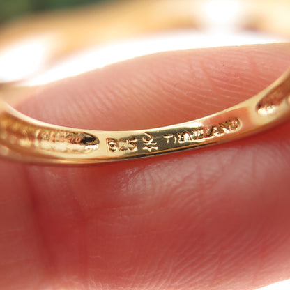 925 Sterling Silver Gold Plated Real Princess-Cut Emerald Stackable Ring Size 5