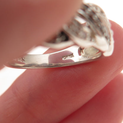 Michelle Albala 925 Sterling Silver Real Cognac & White Diamond Ring Size 5.25