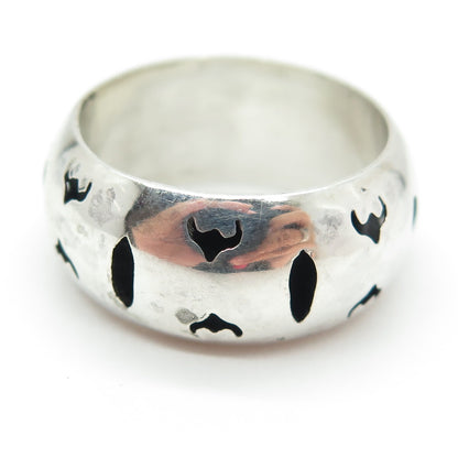 925 Sterling Silver Vintage Buffalo Modernist Shadow Box Band Ring Size 10.5