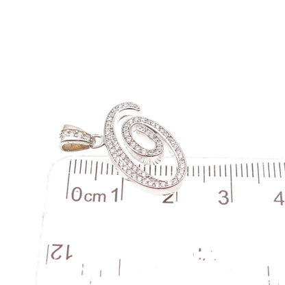 925 Sterling Silver Round-Cut C Z Spiral Charm Pendant