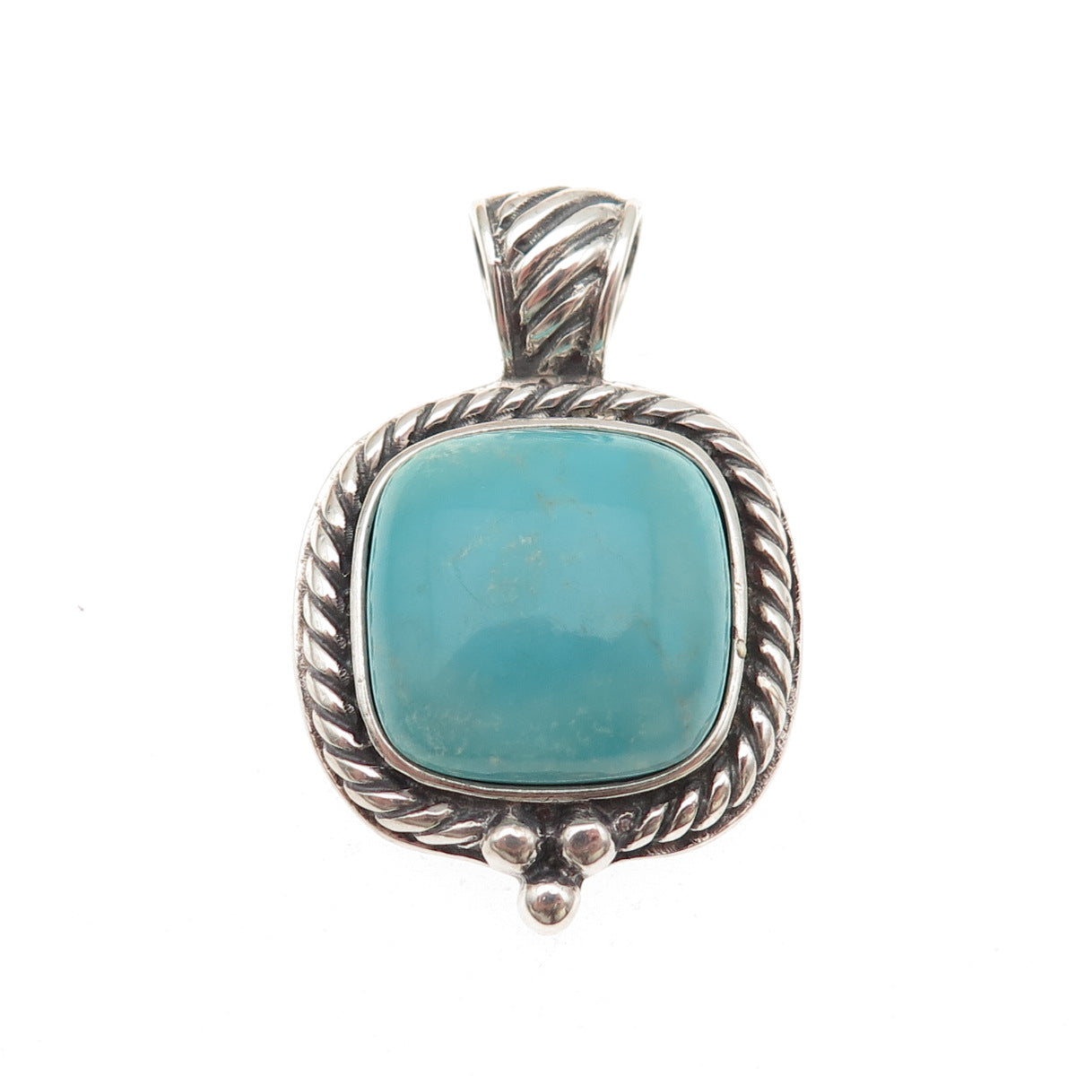 GSJ Gold Stone 925 Sterling Silver Vintage Real Tyrone Turquoise Charm Pendant