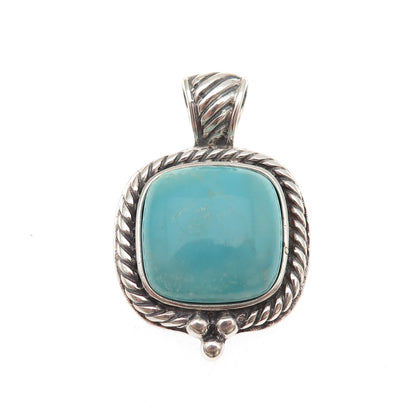 GSJ Gold Stone 925 Sterling Silver Vintage Real Tyrone Turquoise Charm Pendant