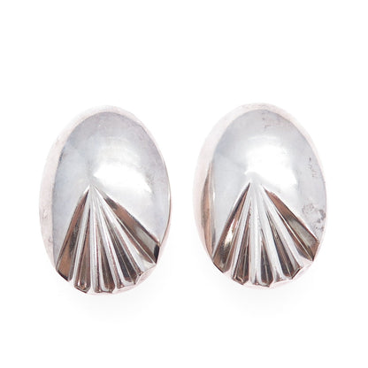 KRYPELL 925 Sterling Silver Vintage Modernist Seashell Clip On Earrings
