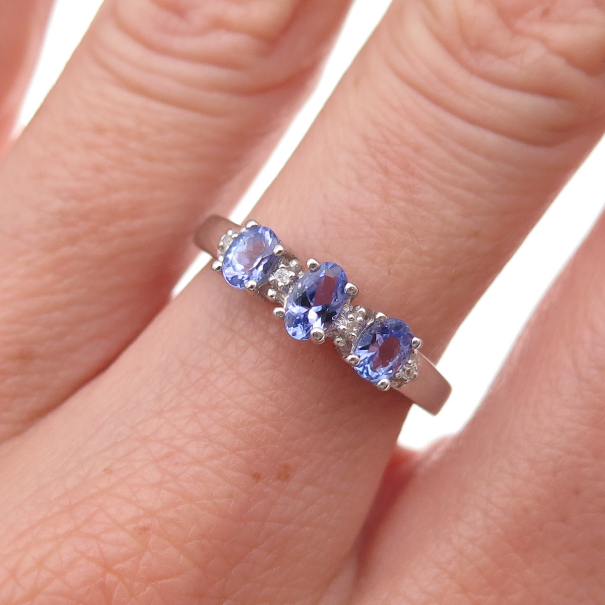 Chuck Clemency 925 Sterling Silver Real Diamond & Tanzanite Ring Size 6.25