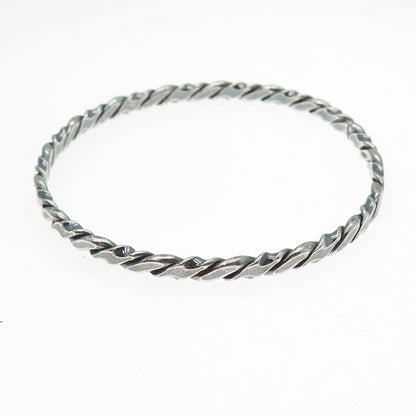 925 Sterling Silver Vintage Twisted Bangle Oxidized Bracelet 8.5"