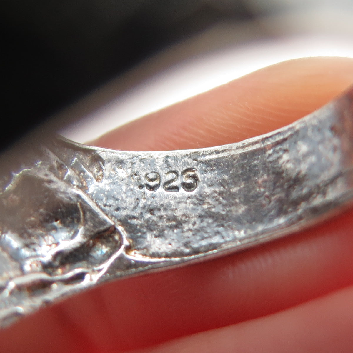 925 Sterling Silver Vintage Cannabis Leaf Oxidized Ring Size 11.75