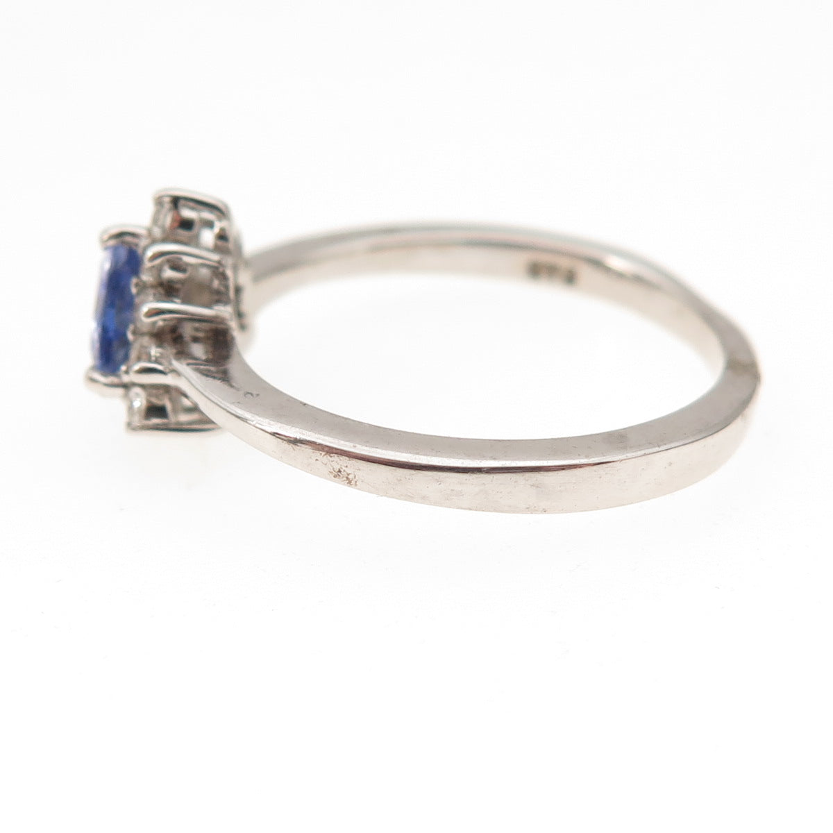 Chuck Clemency 925 Sterling Silver Real Tanzanite & White Topaz Ring Size 7