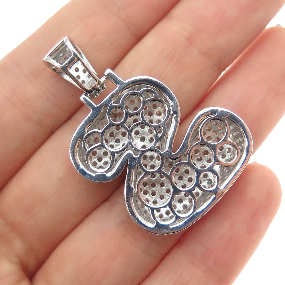 925 Sterling Silver Round-Cut C Z Letter S Initial Charm Pendant