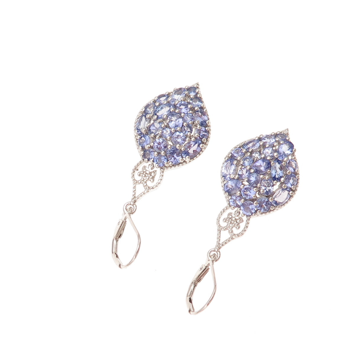 Chuck Clemency 925 Sterling Silver Real Tanzanite Dangle Earrings
