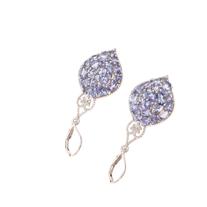 Chuck Clemency 925 Sterling Silver Real Tanzanite Dangle Earrings