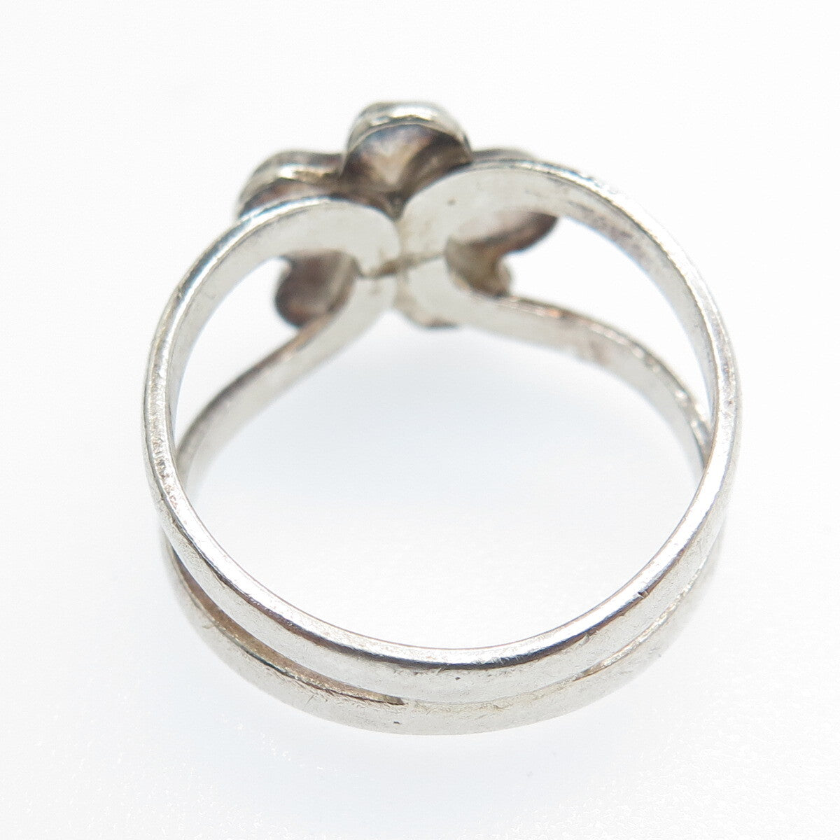 925 Sterling Silver Vintage Flower Blossom Oxidized Ring Size 6.5