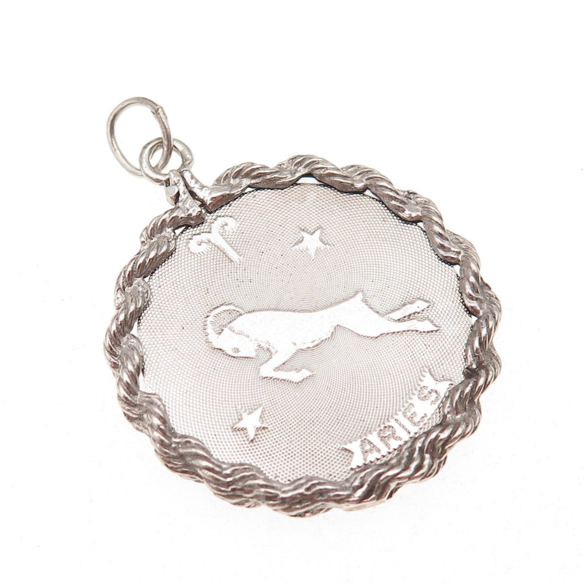 Crown 925 Sterling Silver Vintage Aries Zodiac Sign Charm Pendant