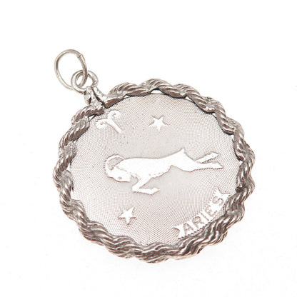 Crown 925 Sterling Silver Vintage Aries Zodiac Sign Charm Pendant