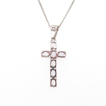 Chuck Clemency 925 Sterling Silver Real Tanzanite Cross Curb Chain Necklace 20"