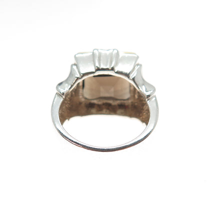 ALON DILLER 925 Sterling Silver 2-Tone Vintage Real Smoky Quartz Ring Size 6.25