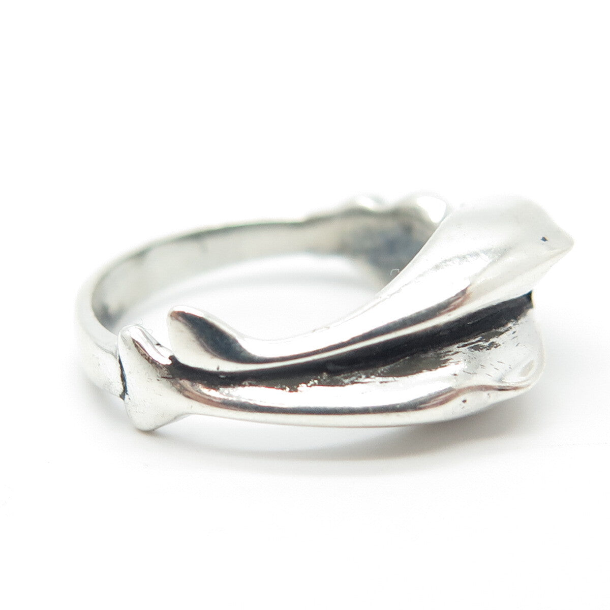 925 Sterling Silver Vintage Friendly Dolphin Ring Size 5