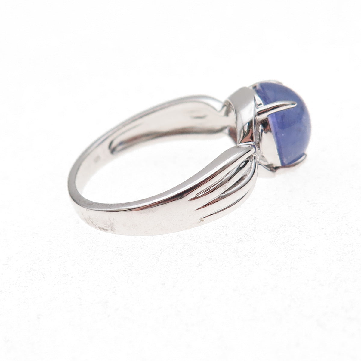 925 Sterling Silver Real Cabochon Tanzanite Ring Size 8.25