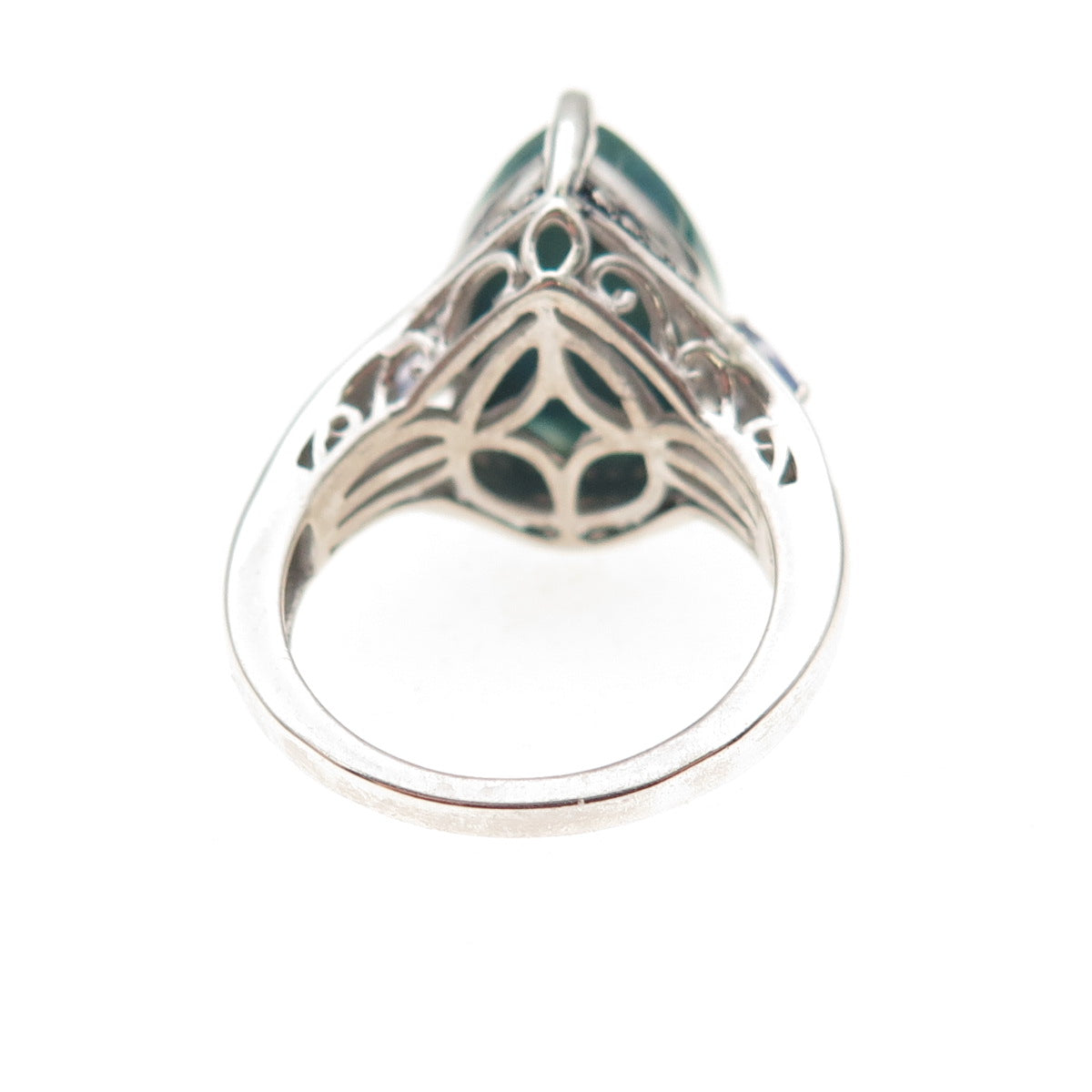 Chuck Clemency Sterling Silver Real Diamond Turquoise & Tanzanite Ring Size 5.75