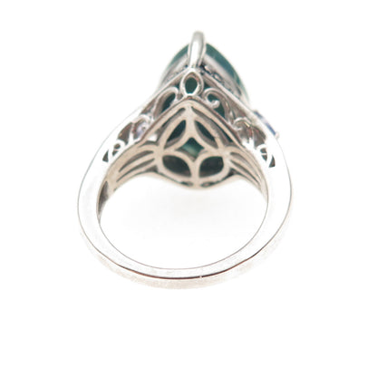 Chuck Clemency Sterling Silver Real Diamond Turquoise & Tanzanite Ring Size 5.75