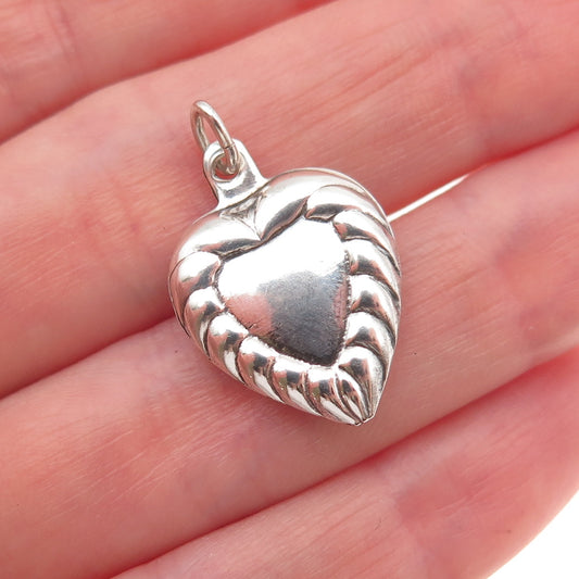 925 Sterling Silver Antique Art Deco Chatelaine Heart Mini Charm Pendant