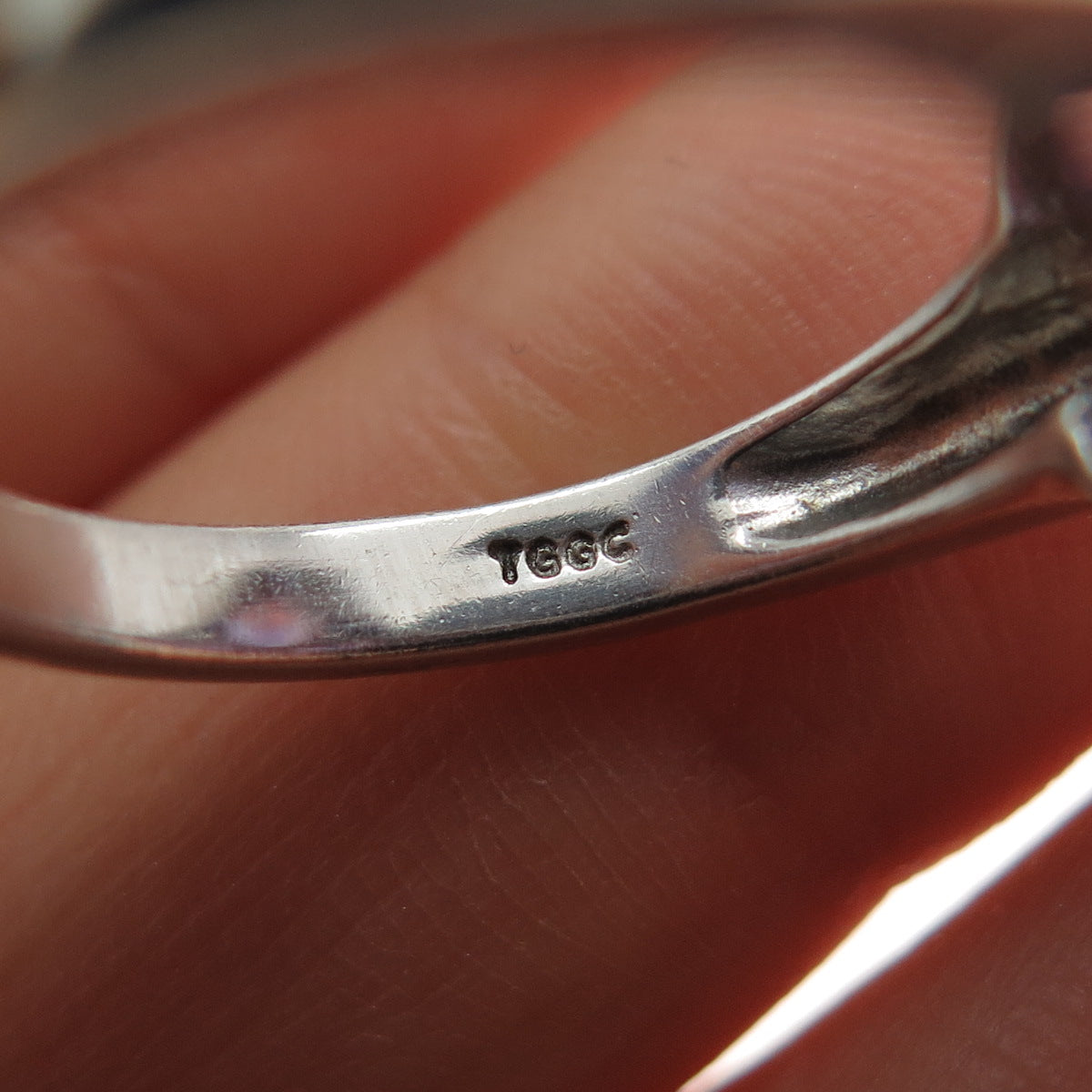 TGGC 925 Sterling Silver Real Amethyst & White Topaz Flower Ring Size 7.25