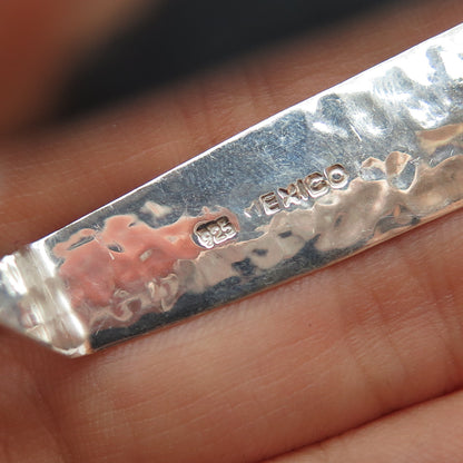925 Sterling Silver Vintage Mexico Modernist Hammered Square Hoop Earrings