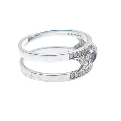 SILVIO HIDALGO 925 Sterling Silver Round-Cut Shaped C Z X Link Ring Size 10.25