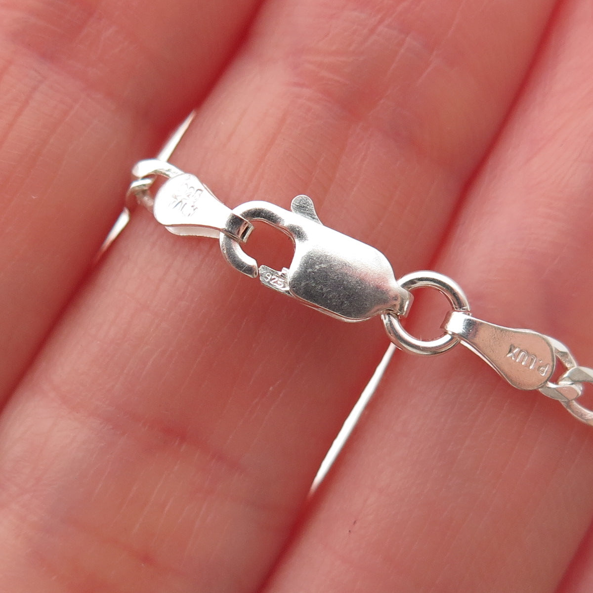 P. Lux 925 Sterling Silver Italy Figaro Chain Necklace 22"