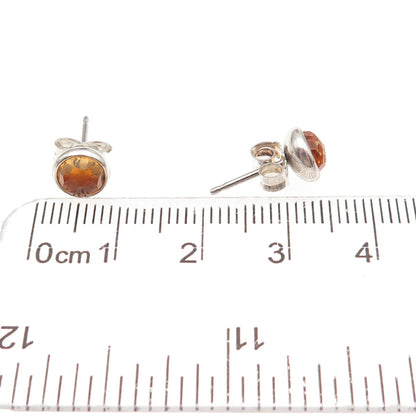Pandora 925 Sterling Silver Real Citrine November Birthstone Stud Earrings