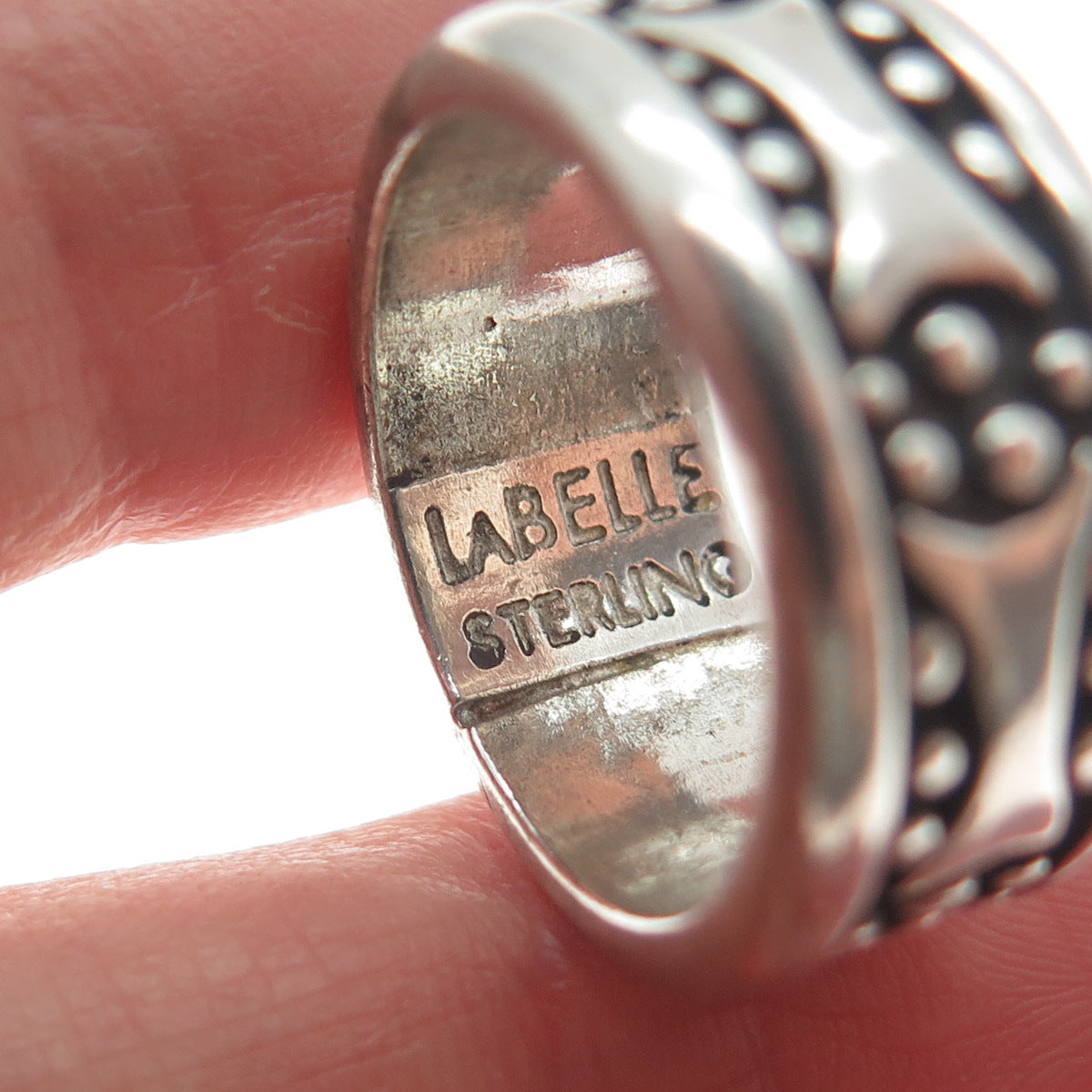 LABELLE 925 Sterling Silver Vintage Modernist Oxidized Band Ring Size 7.25