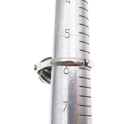 925 Sterling Silver Vintage Italy Enamel Modernist Ball Adjustable Ring Size 6