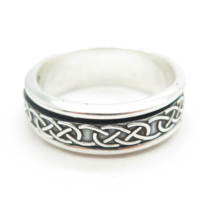 925 Sterling Silver Vintage Celtic Knot Rotating Band Ring Size 11