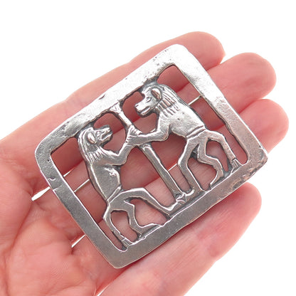 MMA Metropolitan Museum of Art Sterling Silver Vintage Egyptian Lions Pin Brooch
