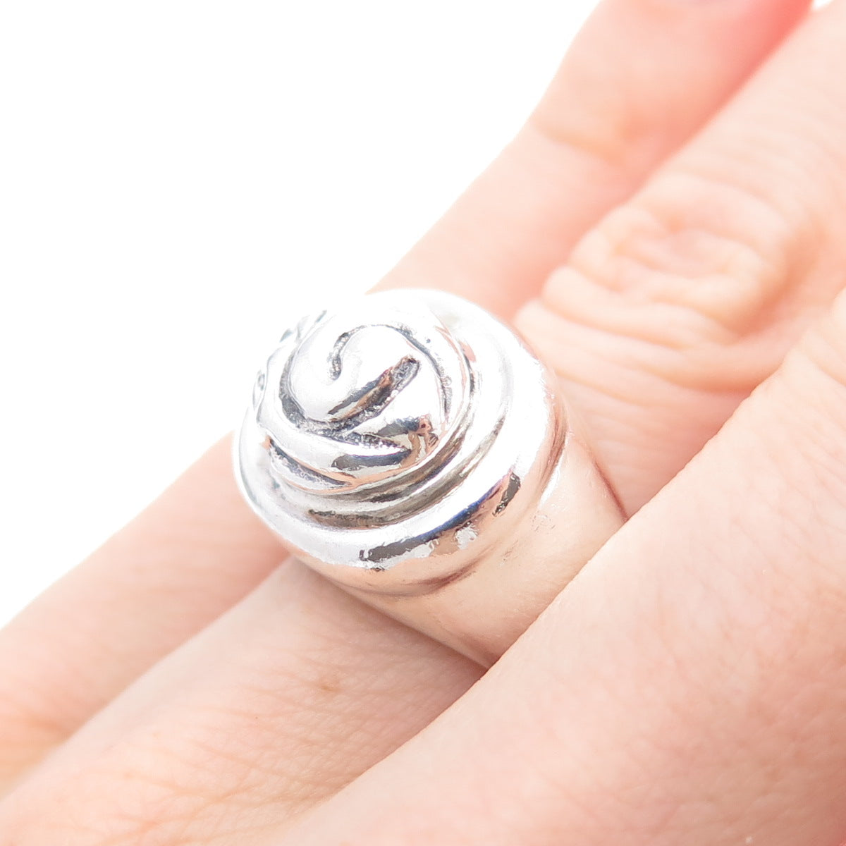 ZINA 925 Sterling Silver Vintage Modernist Wave Oxidized Ring Size 6