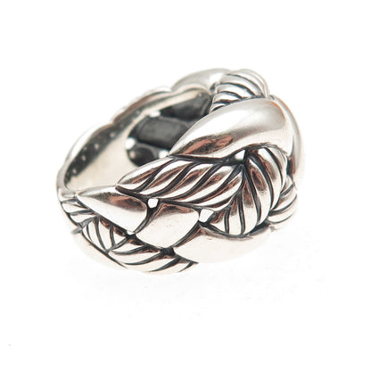 David Yurman 925 Sterling Silver Vintage Woven Oxidized Ring Size 7.25